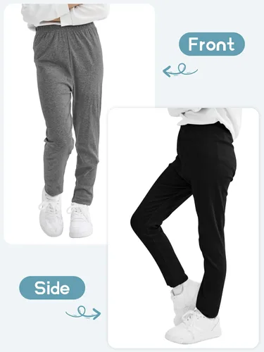 Vista 4 de Resinta Paquete de 6 leggings de algodón para niñas, con cintura elástica, elásticos, de longitud completa, suaves, sin pies