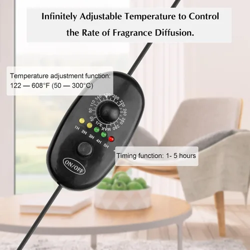 Vista 4 de Quemador de incienso eléctrico con temporizador, quemador de resina de incienso, quemador de Bakhoor Oud, instrucciones rápidas sin carbón, hecho