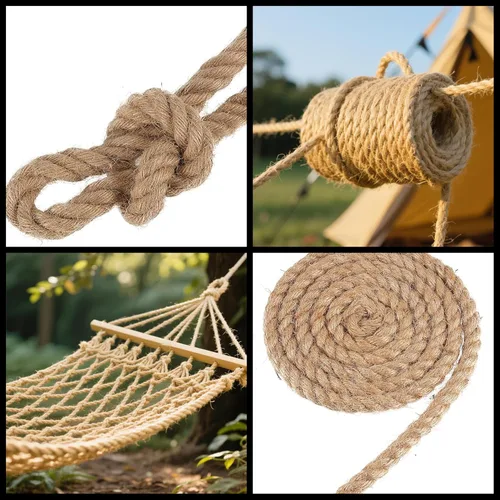 Vista 6 de JAPCHET Cuerda de yute natural de 164 pies x 0.394 in, cuerda de yute trenzado de 3/8 pulgadas, cuerda de arpillera fuerte para manualidades