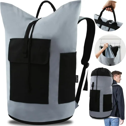 Vista 10 de JOINPRO Bolsa de lavandería con mochila, bolsas de lavandería de viaje extra grandes de 125L con correas de hombro, diseño ajustable y extensible