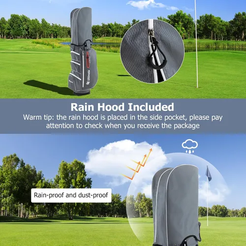 Vista 6 de Bolsa de carrito de golf Tangkula con divisores superiores de 15 vías, bolsa ligera para palos de golf con hueco individual para putter y 7 Gris