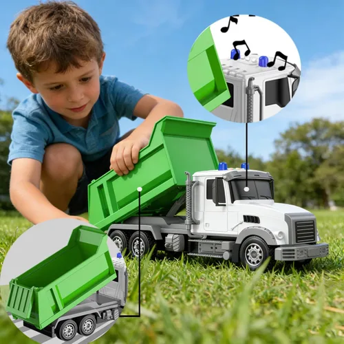 Vista 2 de Camión volquete grande de 14 pulgadas con sonidos para niños, juguetes para niños de 3 a 8 años, ideal para celebraciones de Navidad y cumpleaños