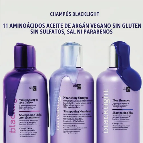 Vista 4 de Champú Oligo negro azul para cabello rubio, 8,5 onzas