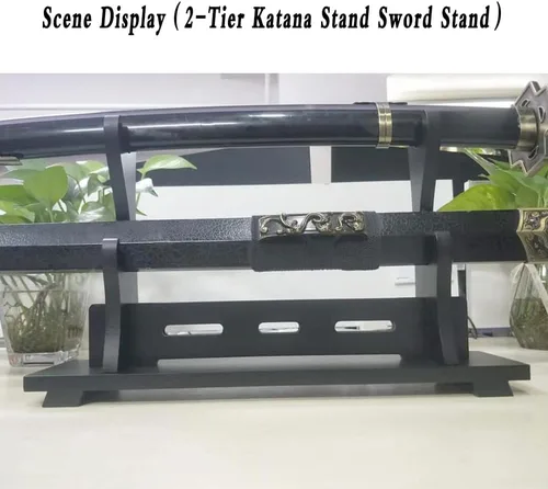 Vista 6 de Soporte Katana para espada, soporte de madera para sable de luz de escritorio, soporte de exhibición de espada Samurai para cosplay