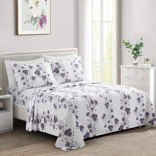 Vista 21 de Marina Decoration Ropa de cama ultra suave y sedosa con bolsillo profundo con estampado rico de rayón derivado de bambú para todas las estaciones