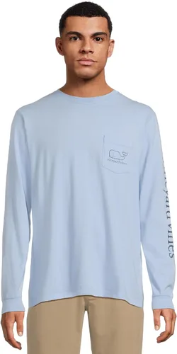 Vista 7 de vineyard vines Camiseta de manga larga con bolsillo vintage Whale para hombre Brezo gris