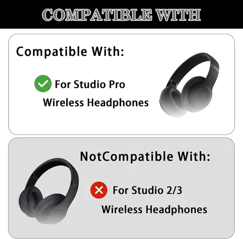 Vista 2 de Studio Pro 3 en 1 - Fundas de silicona para los oídos, antiarañazos, cubierta para la cabeza, para auriculares Beats Studio Pro, accesorios