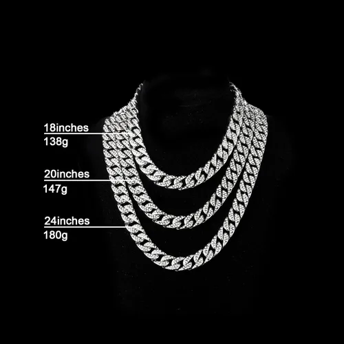 Vista 8 de Saintda Juego de cadena y pulsera de eslabones cubanos para hombres y mujeres, regalo de diamantes brillantes para niños, joyería de rapero hip hop
