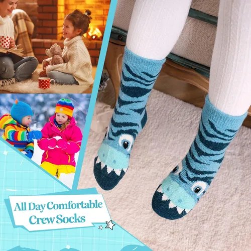 Vista 6 de Eocom 6 pares de calcetines de invierno cálidos de lana para niños y niñas