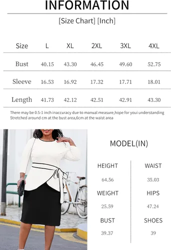 Vista 7 de FANDEE Vestido de tubo ajustado vintage para mujer, talla grande, elegante, manga 34, dobladillo con volantes, abertura para vestidos de fiesta