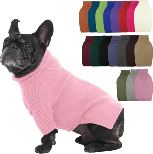 Vista 90 de IECOii Suéter de perro salchicha de cuello alto para perros pequeños, medianos y hembras, elástico y transpirable, abrigo de punto cálido, para Negro