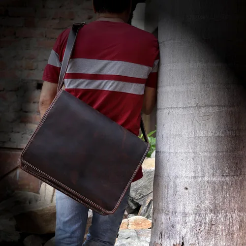 Vista 7 de 11 pulgadas pequeño Crossbody hombro cuero genuino iPad/Tablet Vintage Messenger Bag para 10.5 pulgadas iPad pro para mujeres y hombres