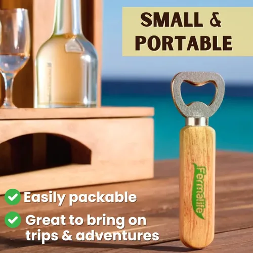 Vista 6 de FERMALIFE - Abrebotellas de madera, resistente, grabable para refrescos, sidra de manzana, botellas, cerveza en bares, restaurante, hogar, cocina