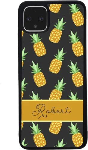 Vista 3 de Funda de goma negra personalizada con fruta de piña compatible con Google Pixel 10, 10 Pro, 10 Pro XL, 9a, 9 Pro, Pixel 9, Pixel 9 Pro XL, 8a, 8