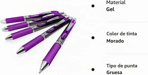 Vista 5 de Energel BL80 - Bolígrafo retráctil de gel líquido de 1.0 mm - Violeta - Paquete de 5