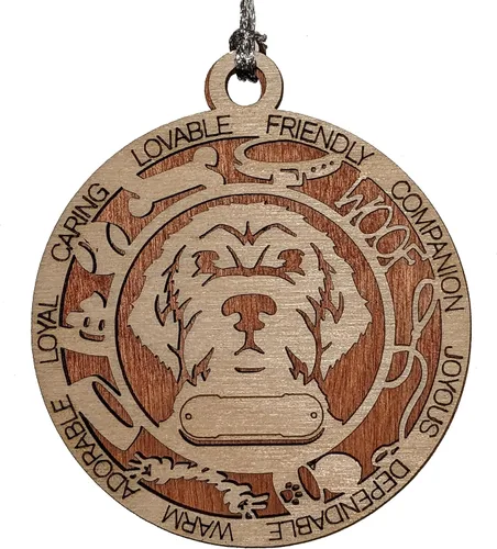 Vista 69 de Adorno de Navidad personalizado para perro Cavalier King Charles Spaniel, redondo de 3 pulgadas, madera cortada con láser de 2 capas, nombre y texto