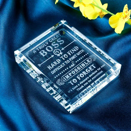 Vista 2 de Movdyka Regalo de Cristal Grabado para Jefe que se Va para Mujeres y Hombres, Grandes Regalos de Apreciación para la Mejor Señora Jefe, Decoración