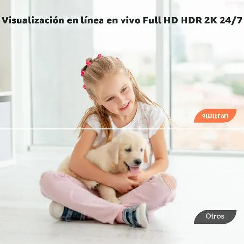 Vista 2 de owltron Cámara de seguridad interior 2K, cámaras de 360° para seguridad del hogar con detección de movimiento, WiFi de 2.4G para Blanco-350°
