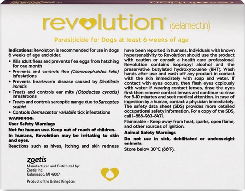 Vista 2 de Revolution Solución tópica para perros, 85.1-130 libras, suministro de 1