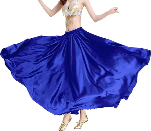 Vista 2 de Falda tribal de satén para mujer con vuelo de círculo completo para Halloween