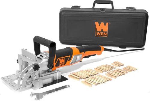 Vista 2 de WEN JN8504 - Carpintero de platos y galletas de 8.5 amperios con estuche y galletas y galletas de madera de abedul #10 JN111B para carpintería