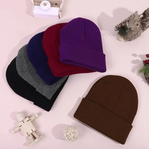Vista 4 de Cooraby Paquete de 6 gorros de invierno para niños de punto acrílico elásticos para niños y niñas