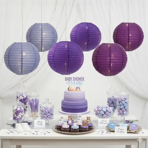 Vista 4 de Andaz Press - Juego de farol de papel para colgar, 1 Lavanda Ciruela Royal Purple