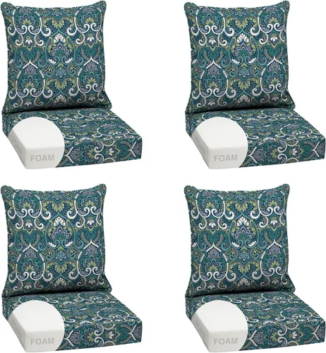 Vista 34 de Arden - Juego de cojines de asiento profundo para exteriores, espuma, 24x24, azulejos Alana
