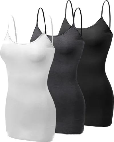 Vista 16 de Emmalise Camisola larga casual básica para mujer, con tirantes ajustables, top en capas