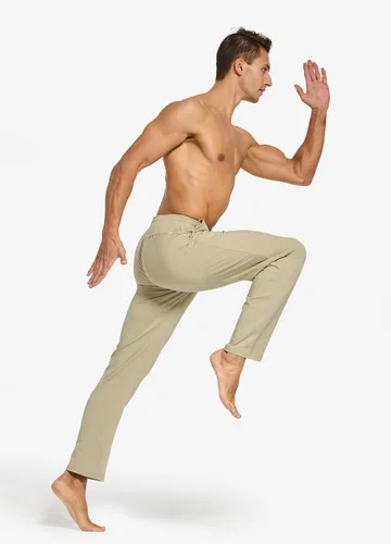 Vista 6 de Willit - Pantalones de ejercicio de algodón para hombre, con parte inferior abierta, ajuste holgado, atléticos, con bolsillos, para casa, yoga