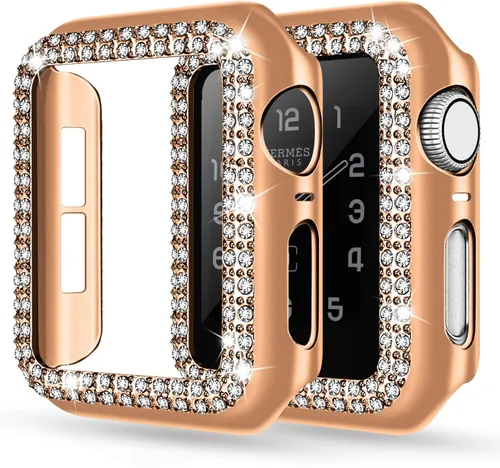 Vista 28 de Adepoy - Funda Compatible para Apple Watch de 1.496 Pulgadas Serie 3/2/1, con Brillantes, Funda Protectora con Marco de Pantalla para Mujer, Niña