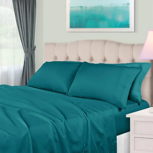 Vista 10 de BLUENILEMILLS Juego de ropa de cama ultrasuave de algodón egipcio de fibra larga, 650 hilos, lujoso, elegante, tejido de satén suave, 1 sábana