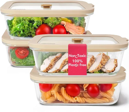 Vista 11 de Ziruma Recipientes de vidrio no tóxicos para almacenar alimentos de 2.6 tazas con tapas, recipientes de sopa con tapas, preparación de comidas sin
