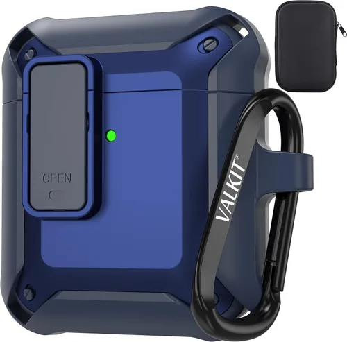 Vista 13 de Valkit Funda para Airpods para hombres con cerradura, funda de cuerpo completo con llavero para AirPods de Apple a prueba de golpes, funda