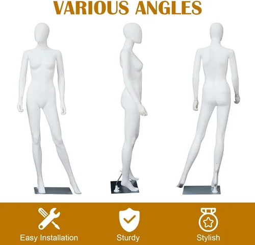 Vista 6 de Maniquí femenino con forma de vestido en exhibición - Maniquí completo ajustable y desmontable de 69 pulgadas, torso de maniquí para costura