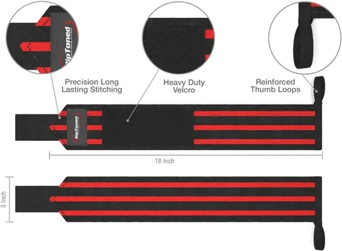 Vista 7 de Rip Toned Wrist Wraps & Lifting Straps Combo – Dynamic Duo Push & Pull Support for Weightlifting – Wrist Support Wraps + Padded Grip Straps for