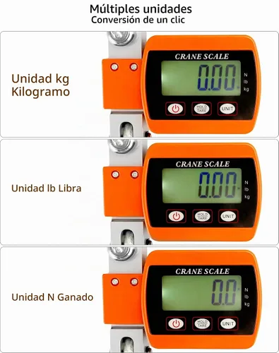Vista 2 de QWORK Báscula digital para grúa resistente, capacidad de 2200 libras/2,204.6 lbs, conversión de unidades duales, báscula colgante industrial precisa