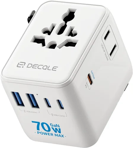Vista 15 de Adaptador de viaje universal, adaptador de enchufe de viaje internacional con 2 puertos USB-C y 2 puertos USB-A, con toma de corriente AC adicional