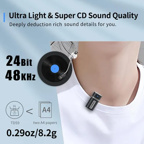 Vista 2 de Micrófono Lavalier inalámbrico 3 en 1 – Mini micrófono de solapa con adaptadores reemplazables compatible con cámara iPhone Android – Excelente