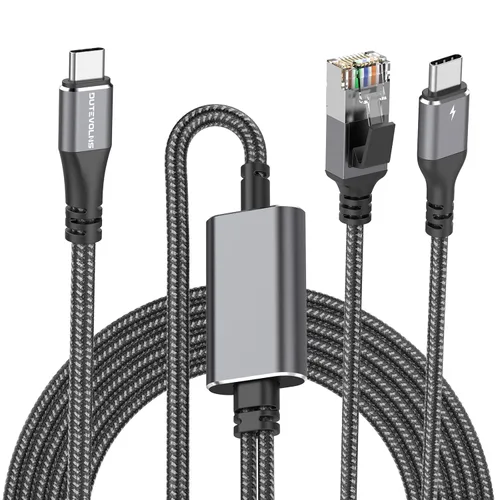 Vista 10 de Cable USB a Ethernet 3,3 pies, adaptadores USB 3.0 A a RJ45 macho de nylon, conexión Gigabit directa, compatible con laptop, PC de escritorio
