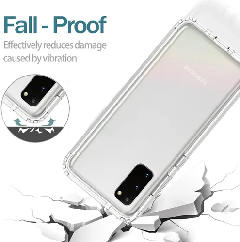 Vista 7 de Funda para Samsung Galaxy S20 5G, transparente, protección de cuerpo completo, protector de pantalla de vidrio templado, parachoques híbrido a