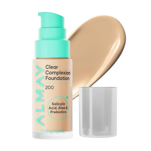 Vista 3 de Almay Clear Complexion - Base de maquillaje para acné con ácido salicílico, cobertura media, acabado mate suave, hipoalergénico, libre de crueldad