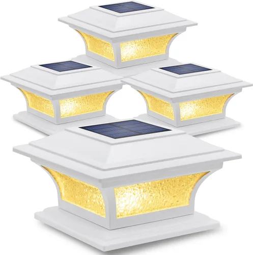 Vista 11 de SIEDiNLAR Luces solares de poste de vidrio para exteriores, luz LED para cerca, 2 modos para postes de 4 x 4, 5 x 5, 6 x 6 pulgadas, decoración
