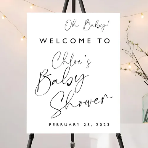 Vista 18 de Señal de Bienvenida Personalizada para Baby Shower de Niño, Señal de Baby Shower Niño, Decoraciones de Baby Shower Azul Boho de Oso Sol, Aquí Viene