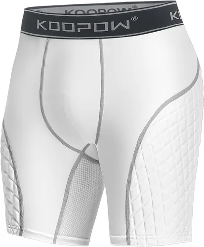 Vista 9 de KOOPOW - Pantalones cortos acolchados deslizantes para adultos, hombres, con almohadillas deslizantes para béisbol, fútbol, lacrosse, hockey