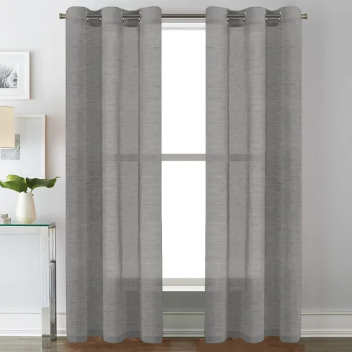 Vista 111 de H.VERSAILTEX Cortinas de lino de mezcla natural para sala de estar/cortinas de lino semitransparentes reductoras de luz de 54 pulgadas de largo