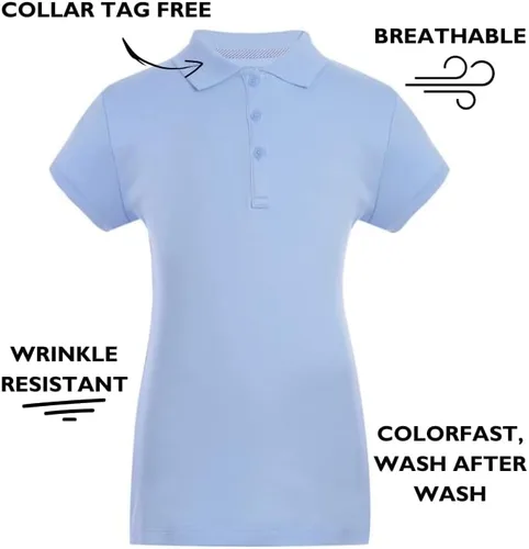 Vista 6 de Tommy Hilfiger girls Short Sleeve Big Girls Fit Stretch Pique Polo Shirt, Kids School Uniform Clothes