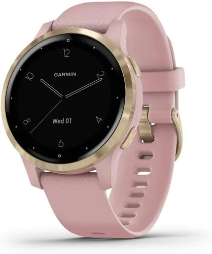 Vista 2 de Garmin 010-02172-31 Vivoactive 4S Smartwatch, paquete de polvo rosadorado con auriculares deportivos inalámbricos magnéticos Deco Gear, rojo