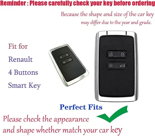 Vista 2 de Funda para llave compatible con Renault Kadjar Koleos Clio Scenic Megane Duster Sandero Twingo - Carcasa para llaves de coche, cadenas