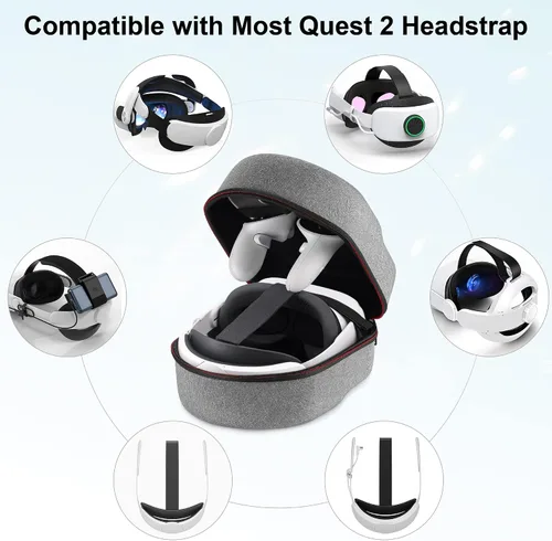 Vista 3 de COOWPS Funda de transporte rígida para MetaOculus Quest 2 accesorios compatible con la versión de batería Elite Strapdiseño kiwiBOBOBOVR Headstrap